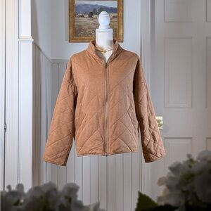 Bagatelle Camel Quilted Zip Jacket Size Small